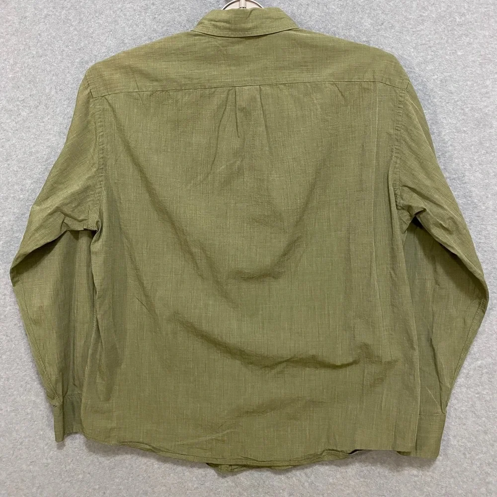 J CREW Men's Large Olive Green 100% Cotton Long Sleeve Casual Button Up Shirt